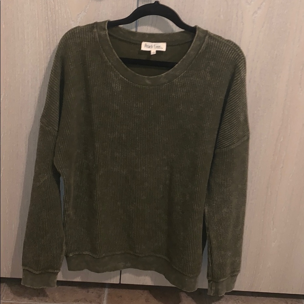 Olive green ribbed sweatshirt